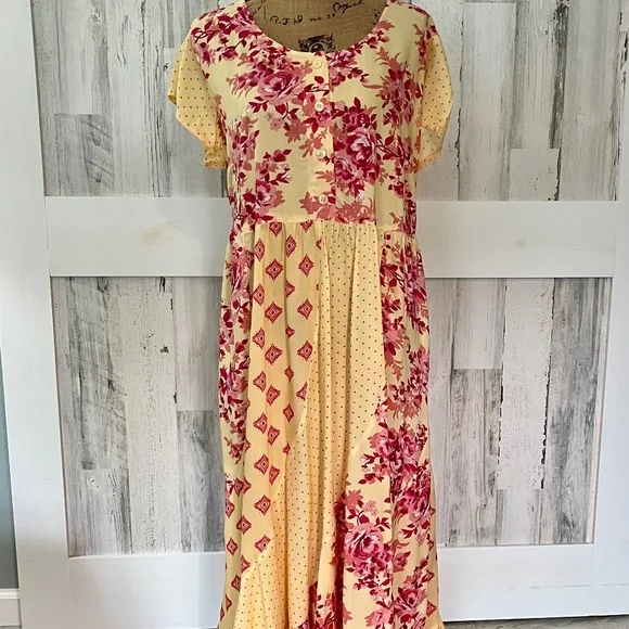 Floral Yellow and Pink Maxi Dress - Picture 9 of 11